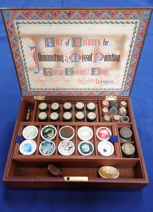 A GEORGE ROWNEY & COMPANY  'BOX OF COLOURS FOR ILLUMINATING & MISSAL PAINTING'