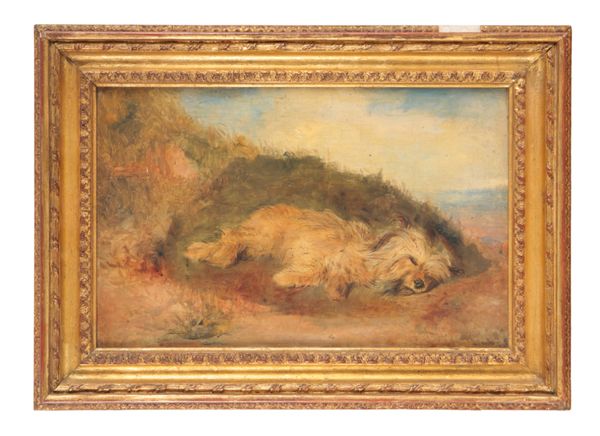 ATTRIBUTED TO WILLIAM HUGGINS (1820-1884) A sleeping terrier