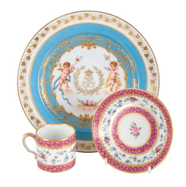 A SÈVRES PORCELAIN COFFEE CAN AND SAUCER