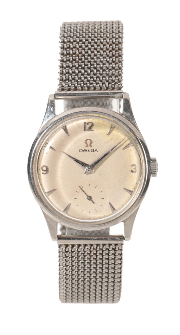 OMEGA: A GENTLEMAN'S STAINLESS STEEL WRISTWATCH