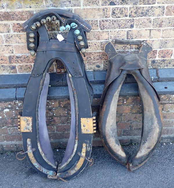 TWO LEATHER HORSE COLLARS