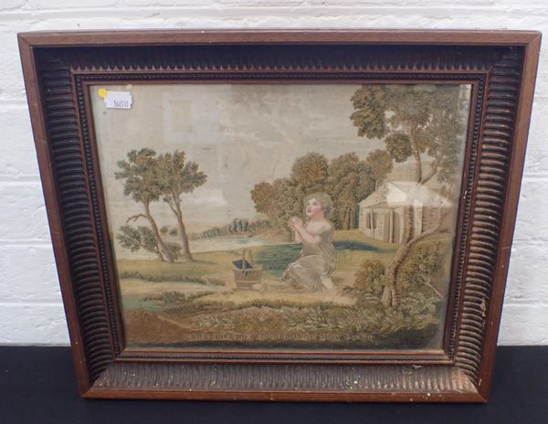 A LATE 18TH/EARLY 19TH CENTURY SILK ON SARCENET EMBROIDERED PICTURE