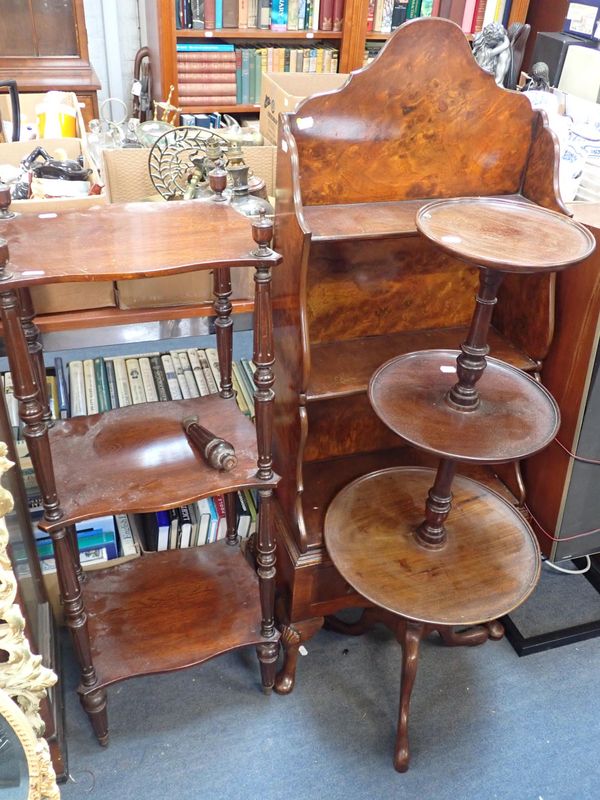 A WALNUT  NARROW WATERFALL BOOKCASE