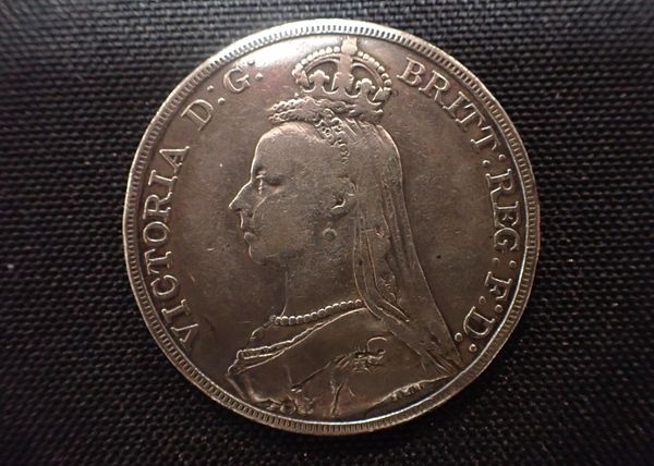 AN 1892 VICTORIA SILVER CROWN