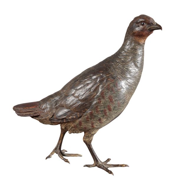 AN AUSTRIAN COLD PAINTED BRONZE OF A PARTRIDGE