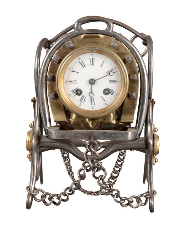 A FRENCH EQUESTRIAN THEMED MANTEL CLOCK