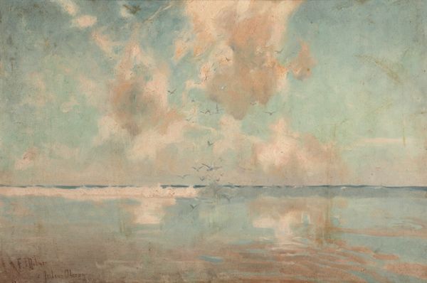 JULIUS OLSSON (1864-1942) Seascape with gulls