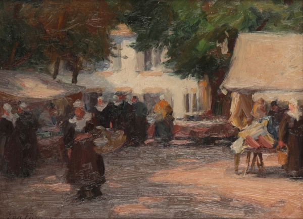 EDGARD FARASYN (1858-1938) Flemish market scene with figures