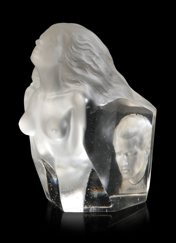 MANNER OF FREDERICK HART (1943-1999) A CLEAR AND FROSTED ACRYLIC RESIN SCULPTURE