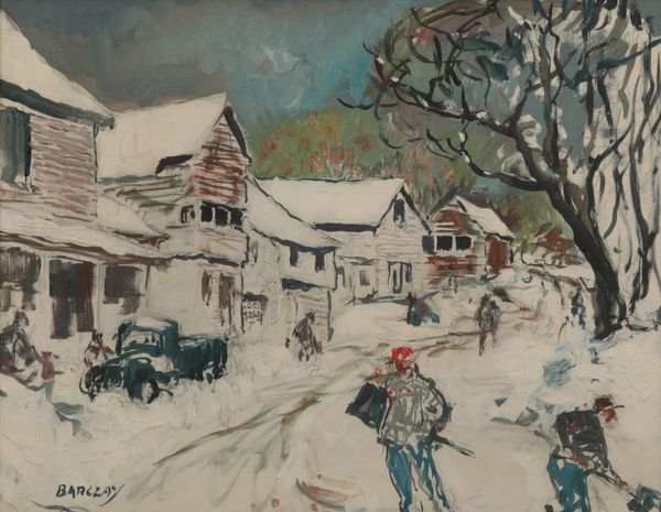 *JOHN RANKINE BARCLAY (1884-1962) Figures clearing snow from the street