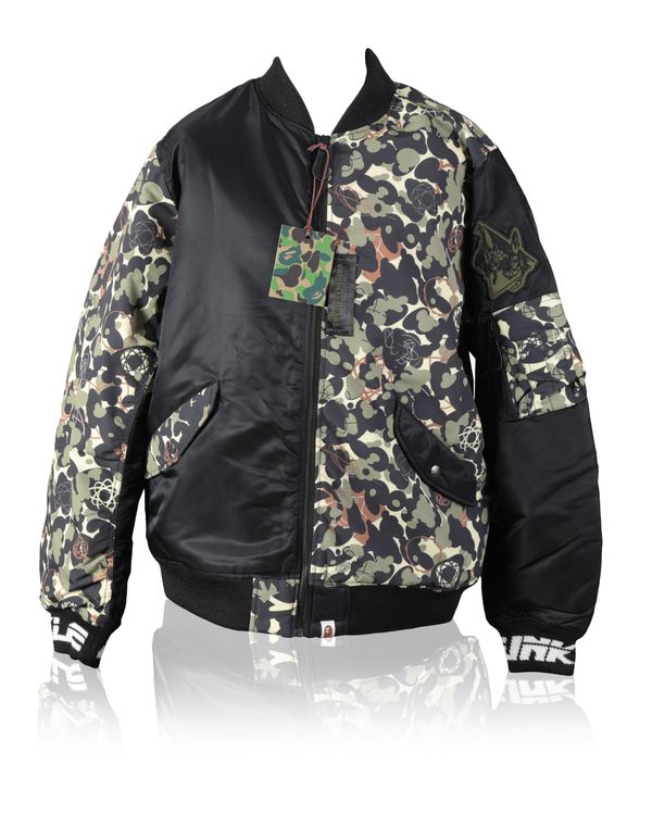 A BATHING APE (BAPE) X UNKLE: AN 'MWA CAMO MA-1' JACKET