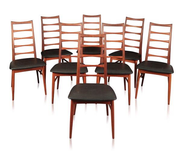 NIELS KOEFOED FOR KOEFOEDS HORNSLET MØBELFABRIK: A SET OF EIGHT TEAK 'LIS' DINING CHAIRS