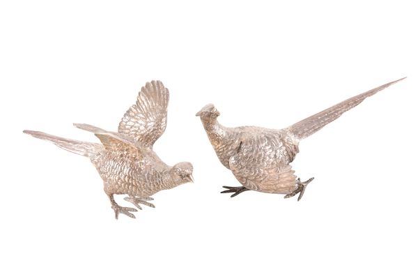 A PAIR OF ELIZABETH II SILVER PHEASANTS