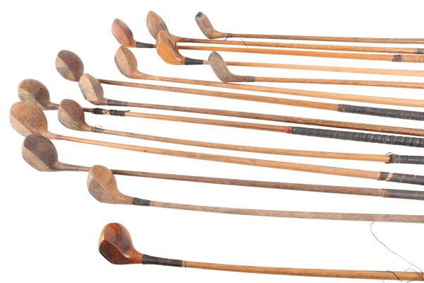 A COLLECTION OF HICKORY SHAFTED GOLF DRIVERS