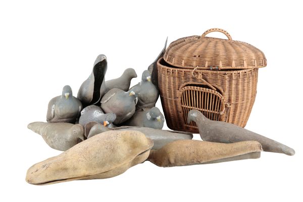 AN OVAL WICKER RACING PIGEON CARRIER
