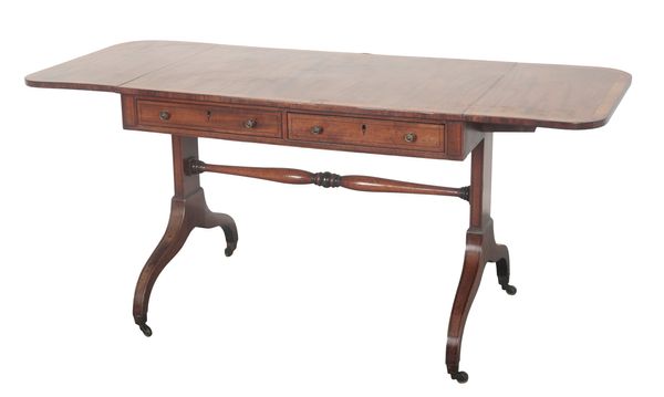 A REGENCY MAHOGANY AND CROSSBANDED SOFA TABLE