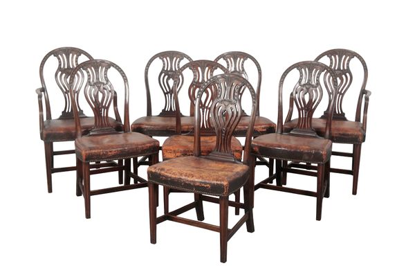 A SET OF EIGHT GEORGE III STYLE HEPPLEWHITE DINING CHAIRS