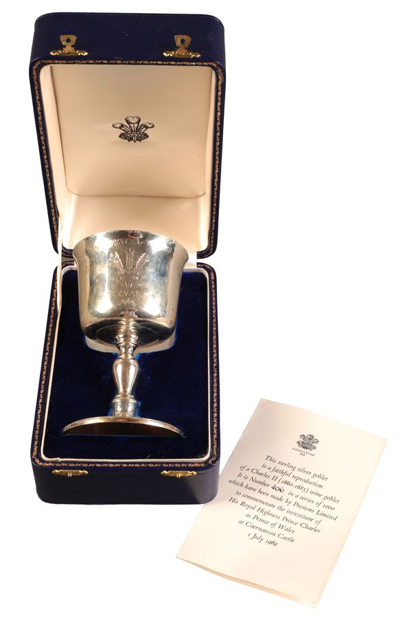 AN ELIZABETH II SILVER ‘PRINCE OF WALES 1969 INVESTITURE’ GOBLET