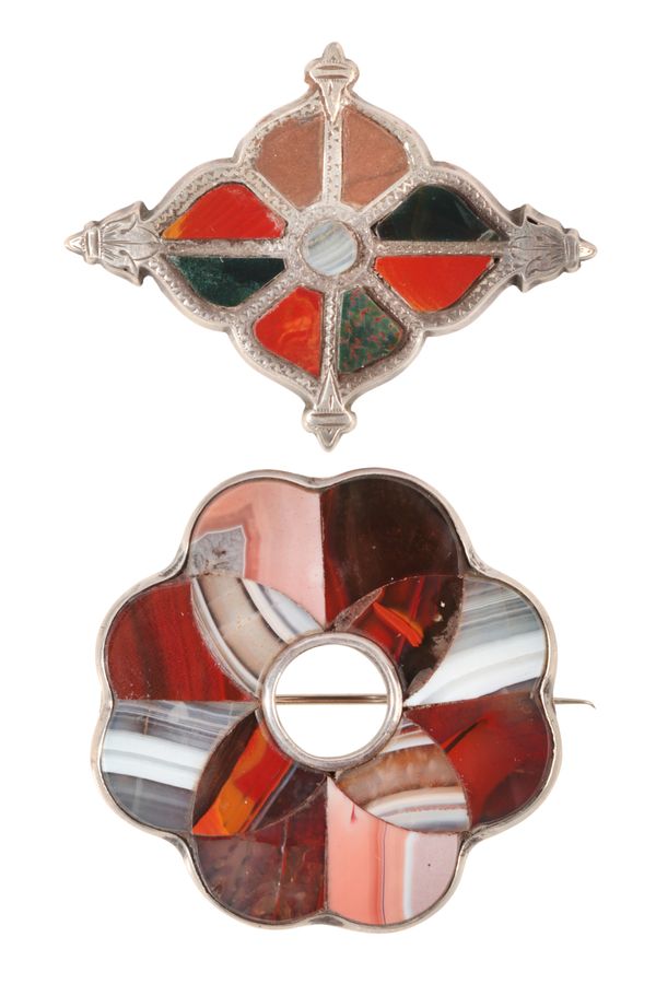 TWO SCOTTISH HARDSTONE BROOCHES