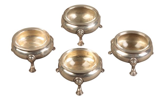 A SET OF FOUR GEORGE II SILVER SALTS