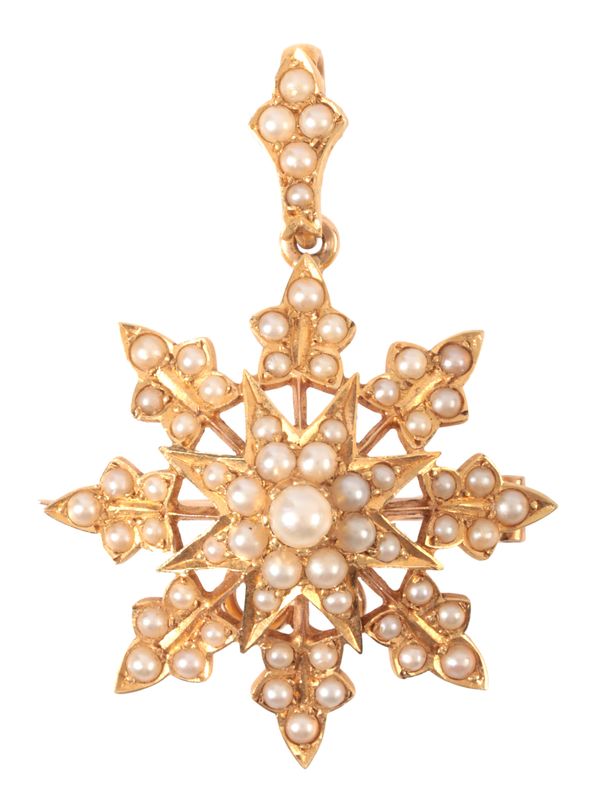 A SEED PEARL STAR BROOCH / PENDANT