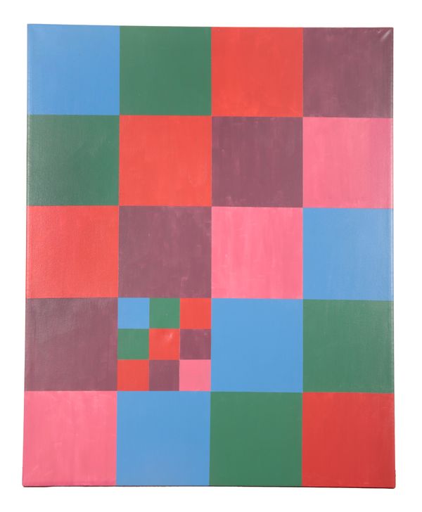 *RICHARD SLADDEN (1933-2020) Geometric composition in reds, greens and blues