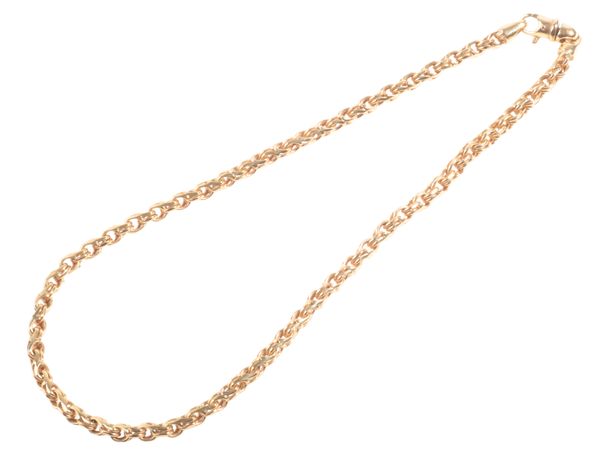 A 9CT GOLD FANCY LINK NECKLACE