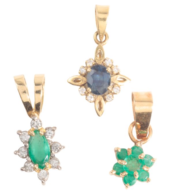 THREE GEM-SET PENDANTS