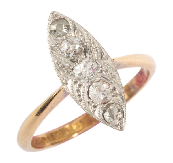 A NAVETTE DIAMOND RING