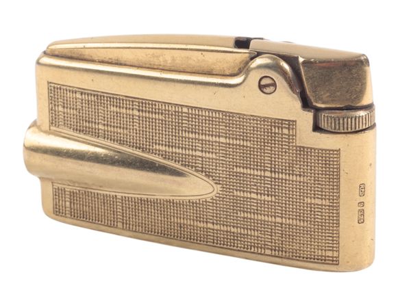 A VINTAGE 9CT GOLD RONSON VARAFLAME GAS POCKET LIGHTER