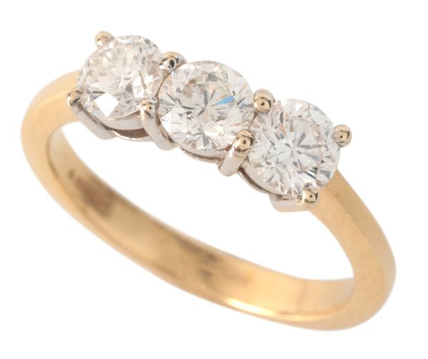 A DIAMOND THREE STONE RING