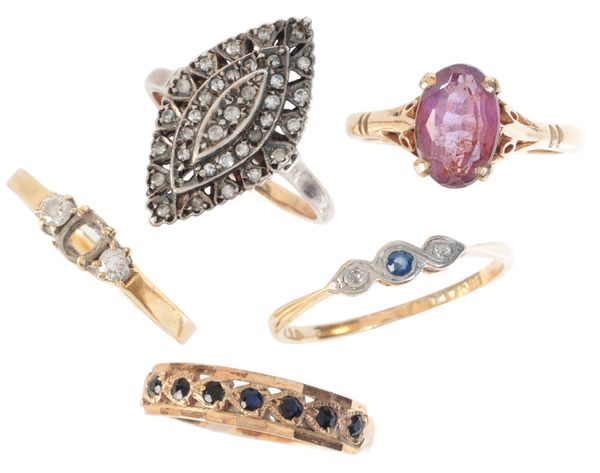 A COLLECTION OF GEM-SET RINGS