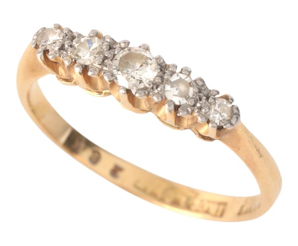 A DIAMOND FIVE STONE RING