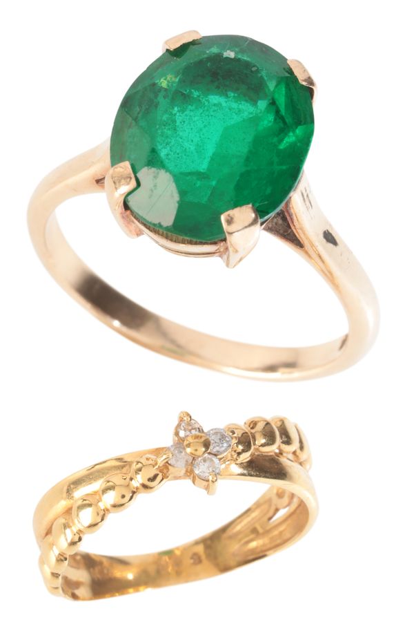 A GREEN PASTE SOLITAIRE RING