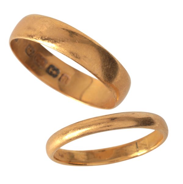 TWO 22CT GOLD WEDDING BANDS
