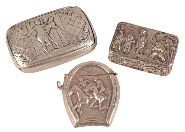 A STERLING SILVER HORSE RACING VESTA CASE