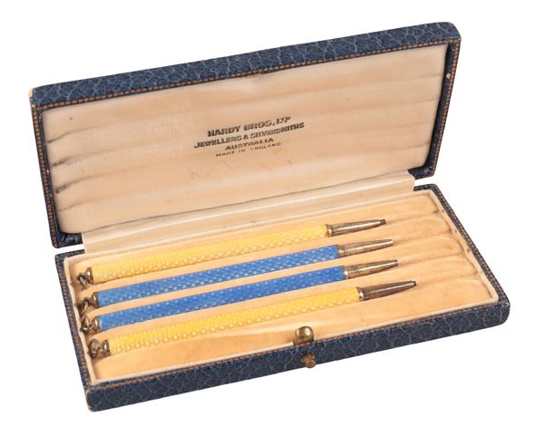 A SET OF FOUR EARLY 20TH CENTURY SILVER PENCILS