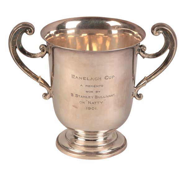 A VICTORIAN SILVER TWO HANDLED TROPHY