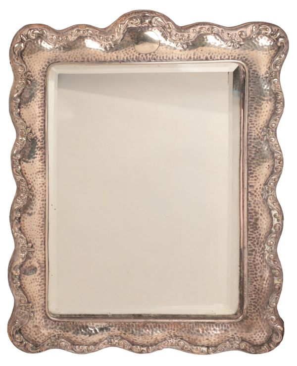 AN EDWARD VII SILVER FRAMED DRESSING TABLE MIRROR