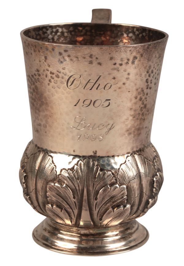 AN EDWARD VII SILVER CHRISTENING TANKARD