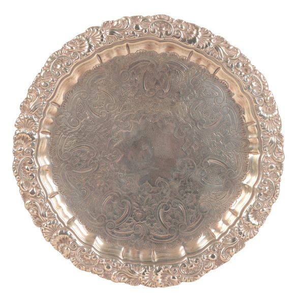 A VICTORIAN CAST SILVER CIRCULAR WAITER