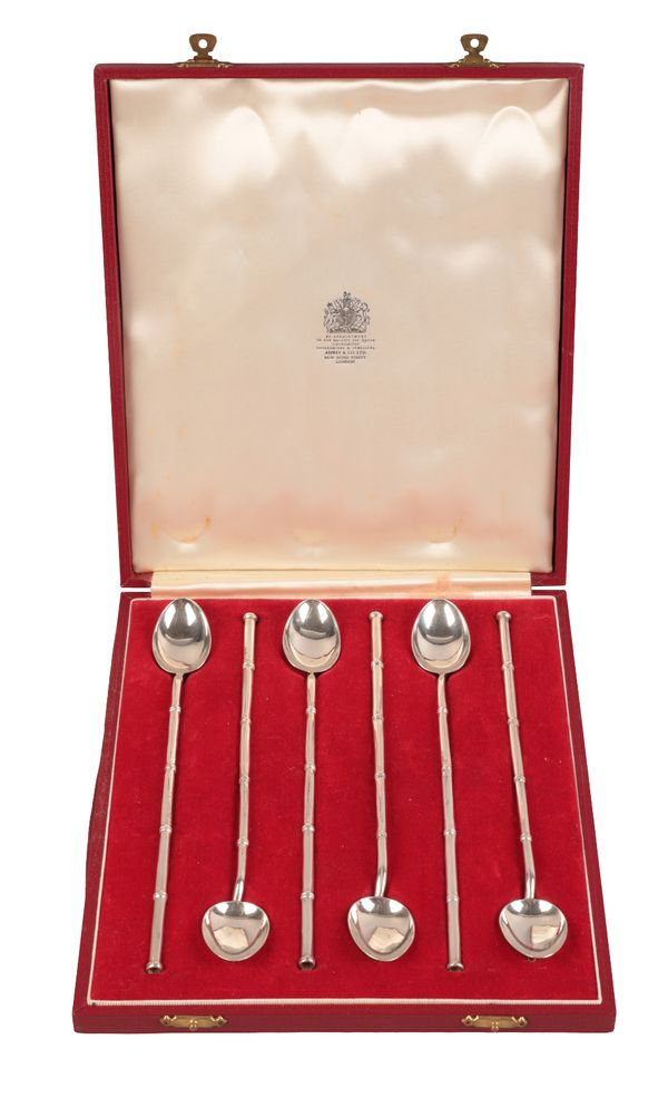 ASPREY & CO: A SET OF SIX ELIZABETH II SILVER COCKTAIL SPOONS