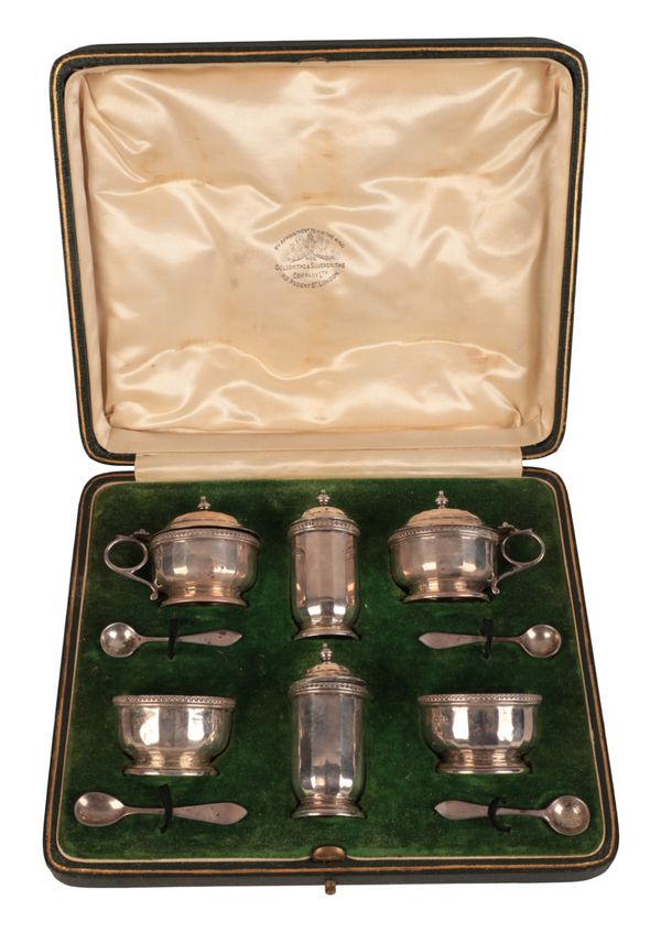 A GEORGE SILVER CRUET SERVICE