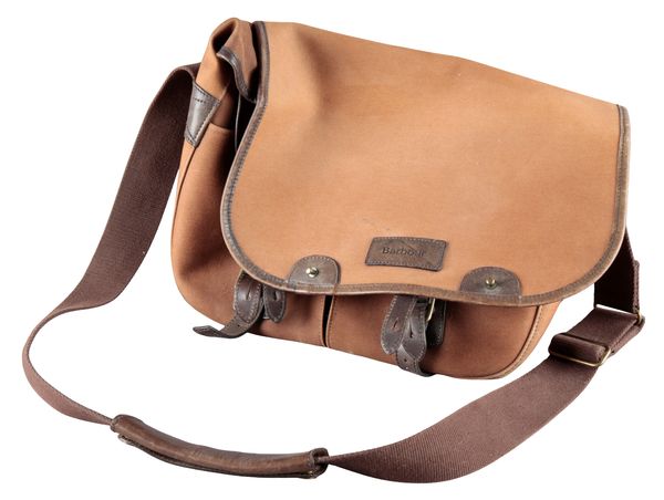 BARBOUR: A CANVAS AND LEATHER FISHING BAG