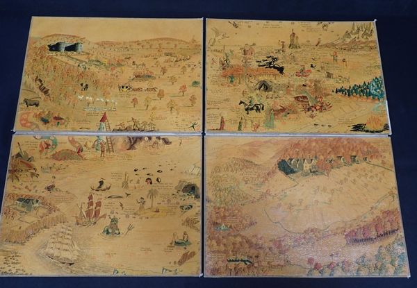 A PAIR OF HAND DRAWN AND COLOURED GAME BOARDS