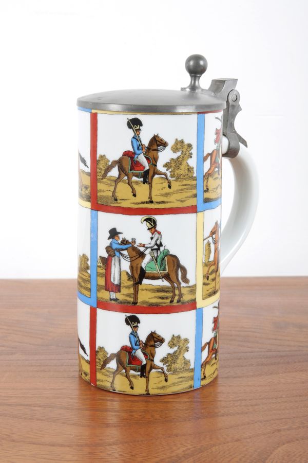AN UNUSUAL GERMAN PORCELAIN TANKARD