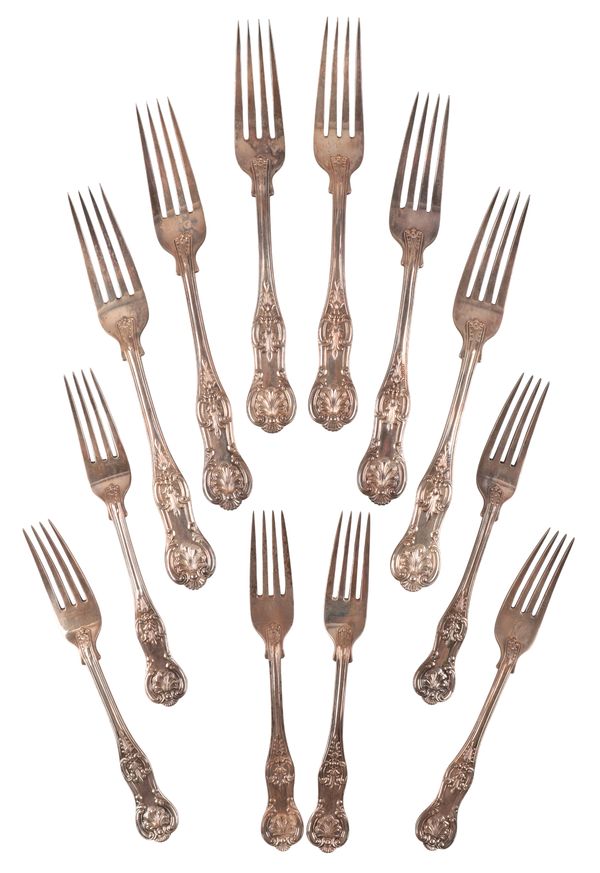 A VICTORIAN SILVER KINGS PATTERN PART CUTLERY SERVICE
