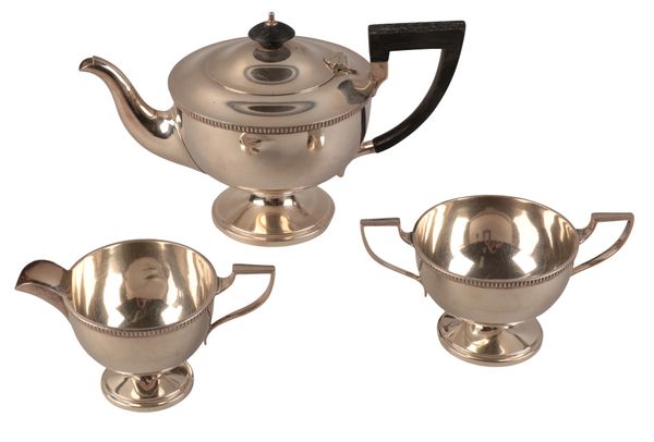 A GEORGE VI SILVER THREE PIECE TEA SERVICE