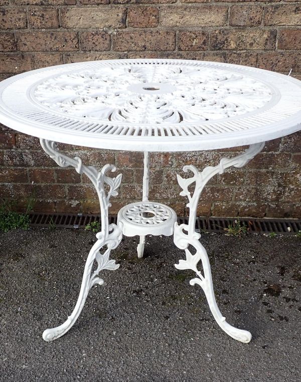 A VICTORIAN STYLE CAST METAL GARDEN TABLE