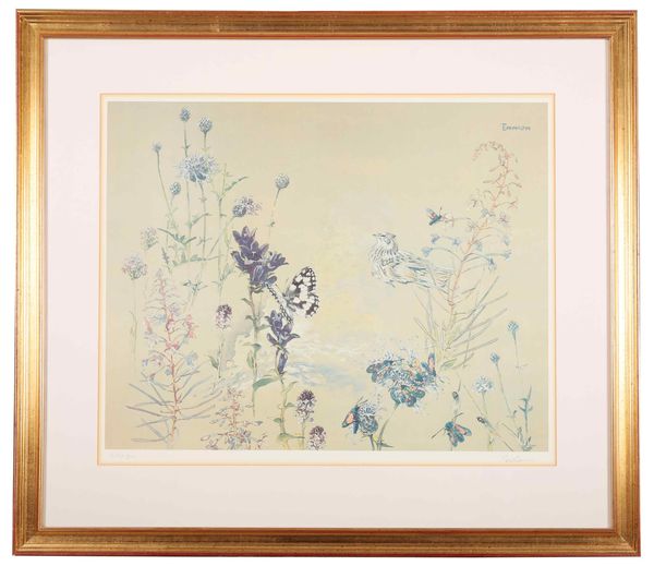 *ERIC ENNION (1900-1981) A study of bird and a butterfly in foliage